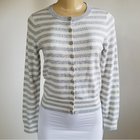 Banana Republic Factory Sweaters - Banana Republic gray and white stripe cardigan